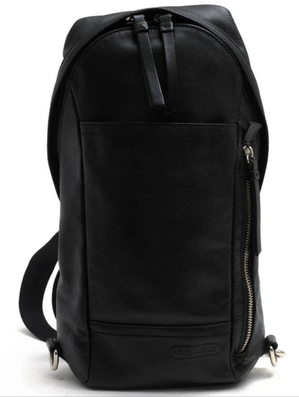 Coach 70617 Thompson Convertible Black Leather Sling Bag Backpack